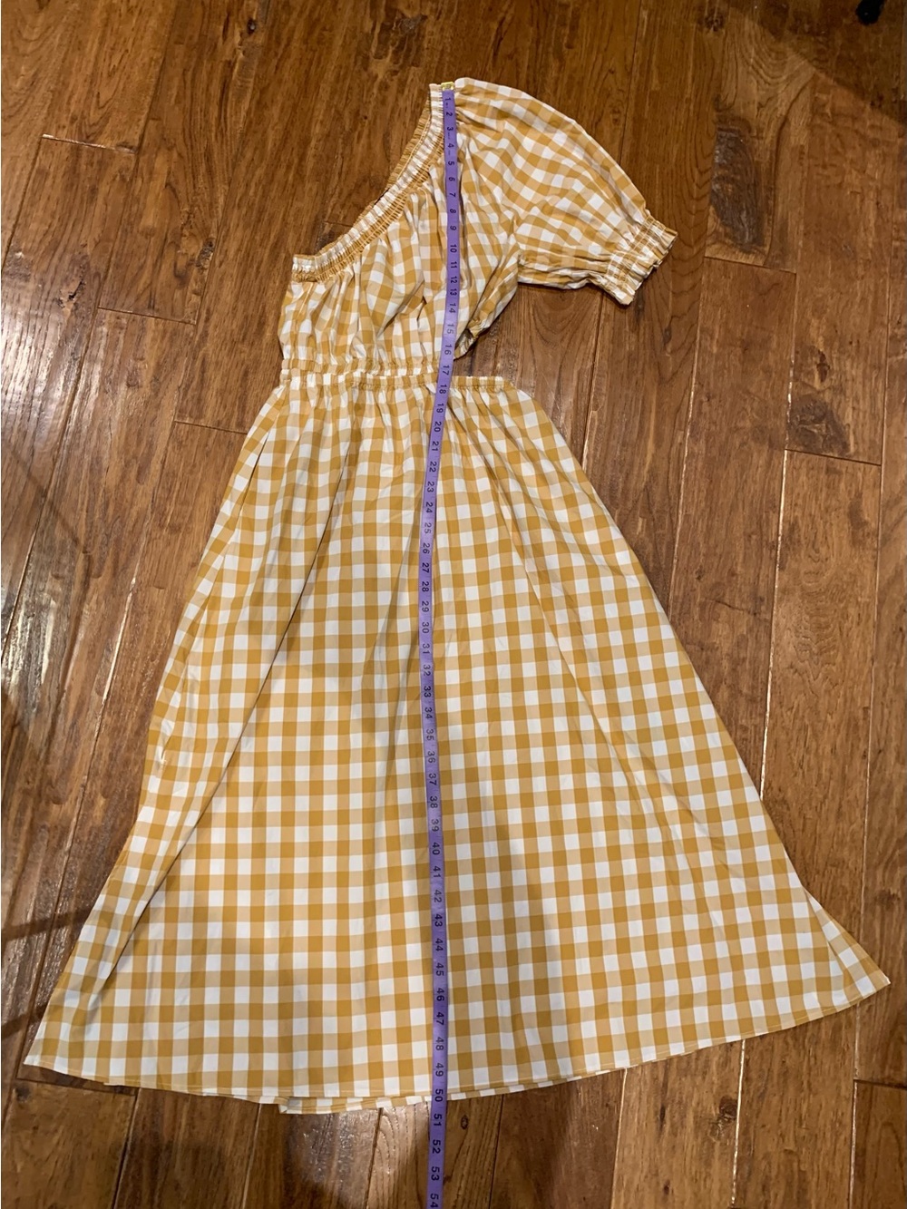 Who What Wear Off-Shoulder Yellow Gingham Midi Dress - Picture 10 of 15